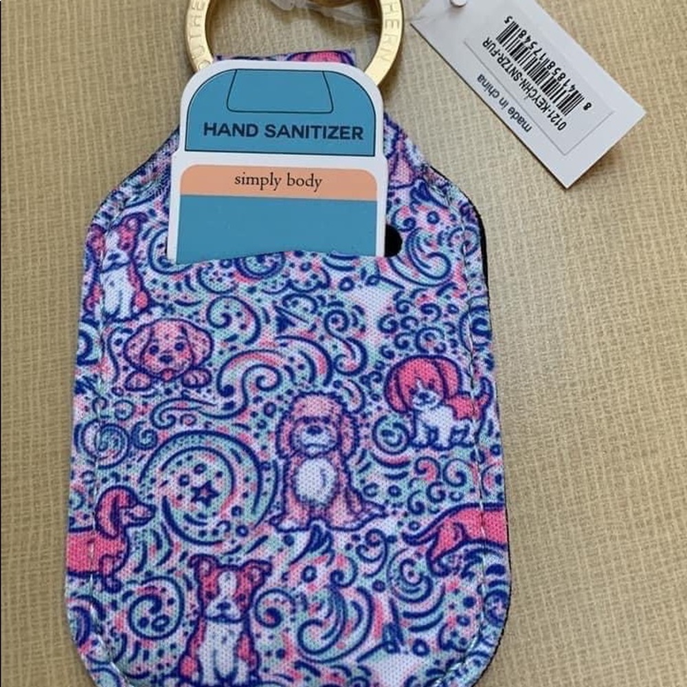 NWT Simply Southern hand sanitizer keychain dogs